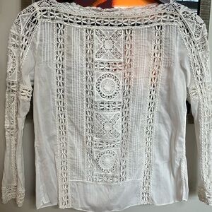 Polo by Ralph Lauren Ivory Crochet Lace Boho Blouse